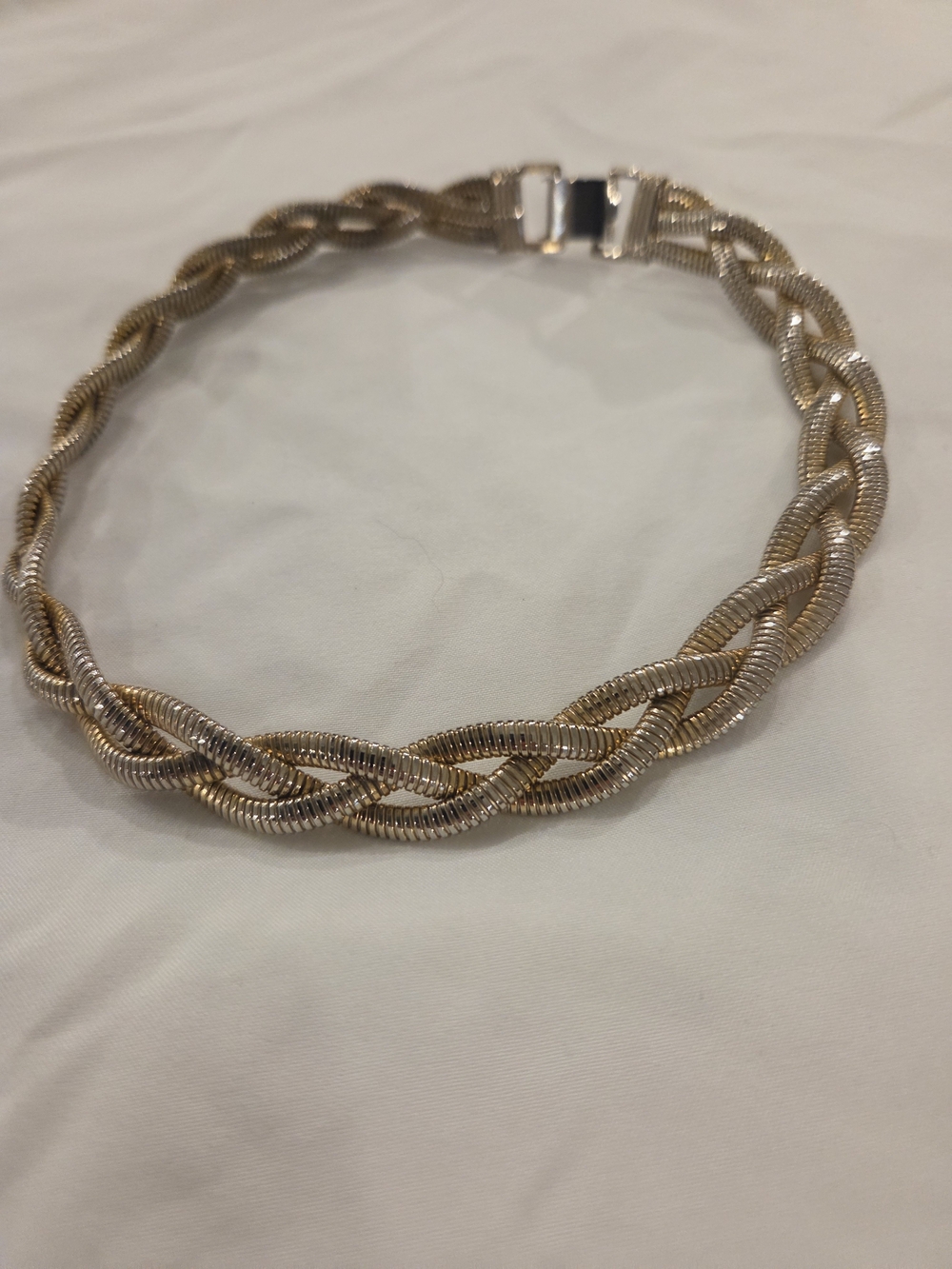Braided Metal Choker Necklace in Gold and Silver
